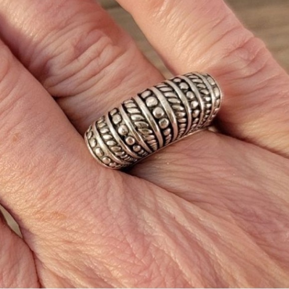 Brighton 925 Sterling Silver Sayan Domed Raised Art Deco Ring Rippled Braided - Picture 3 of 7
